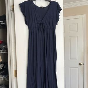 Navy blue cotton maxi dress